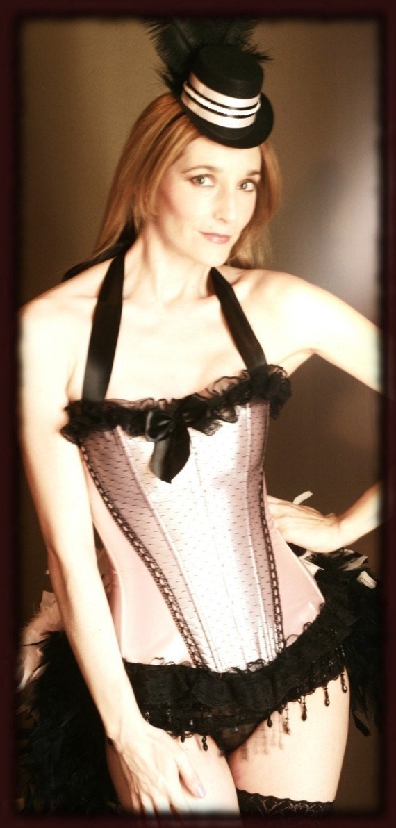APHRODITE-2XL,3XL- Burlesque Showgirl Paris Corset Costume -Black Pink