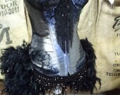 MISTRAL -  Black & Grey Burlesque Corset Costume, steampunk dress