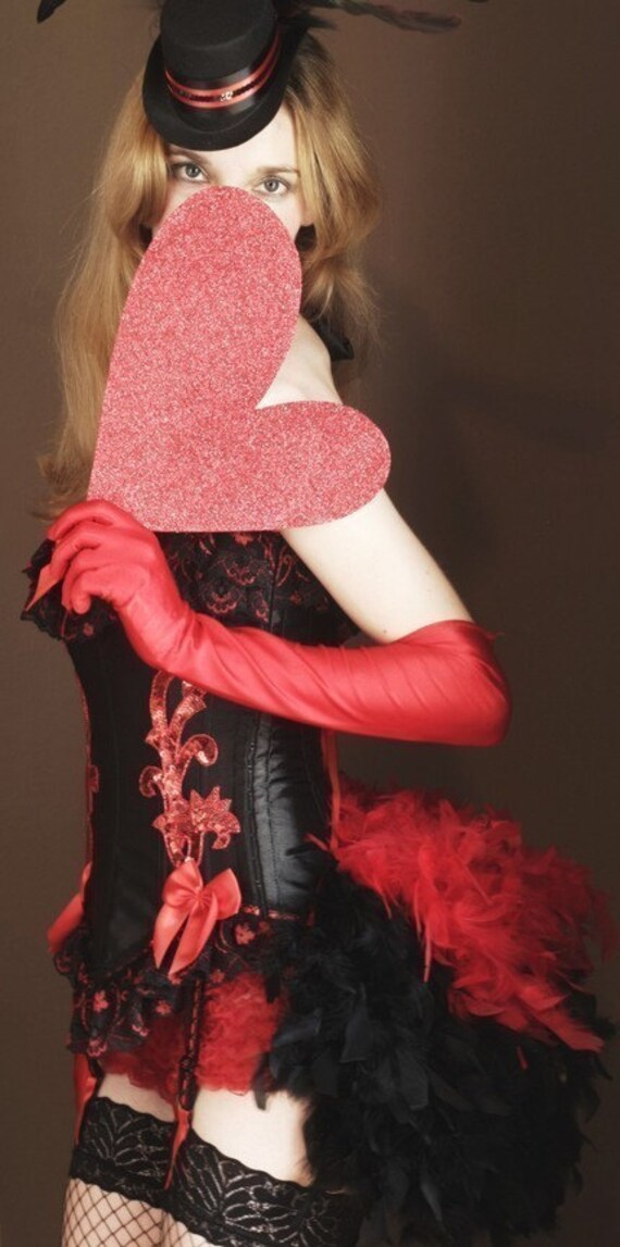 RED SONJA - Black Corset Burlesque Costume- Valentines Day