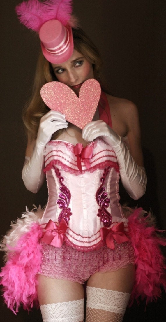 PINK LADY- sexy corset costumes-Burlesque Showgirl Halloween dress