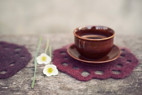 Long way from home" Felted coasters