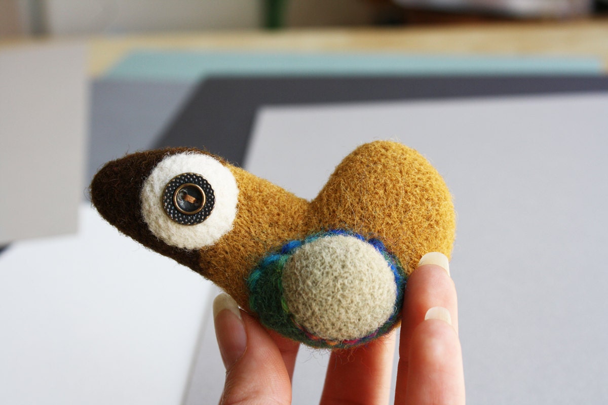 Lark" Felted pin brooch