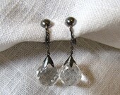 Circa 1920's Faceted Crystal Earrings.