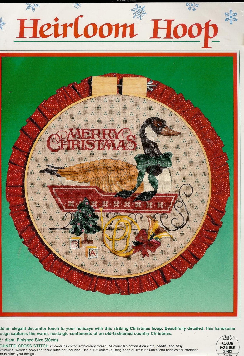 Christmas Heirloom Hoop, Dimensions Counted Cross Stitch, Vintage 1987