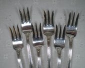 Set of 6 Vintage Cocktail Forks, Vacation SALE