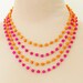 Tangerine Orange and Fuschia Pink Multi Chain Beaded Statement Necklace