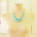 Aqua Blue Glass Pearl Cluster Statement Beaded Bib Necklace Hand Wired