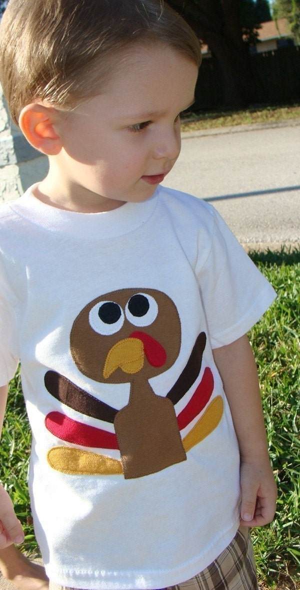 Thanksgiving Turkey Custom Applique Tshirt