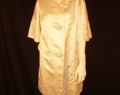 Ivory Satin 1940s Swing Coat Elaborately Beaded made in HOng Kong