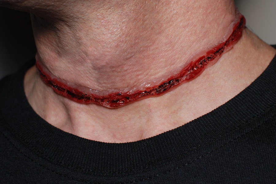 Halloween Jewelry-Horror  Necklace - Zombie  Jewelry - Slit Throat  - Zombie costume Necklace  - Macabre Bloody Cut-Throat 3 - VonErickson