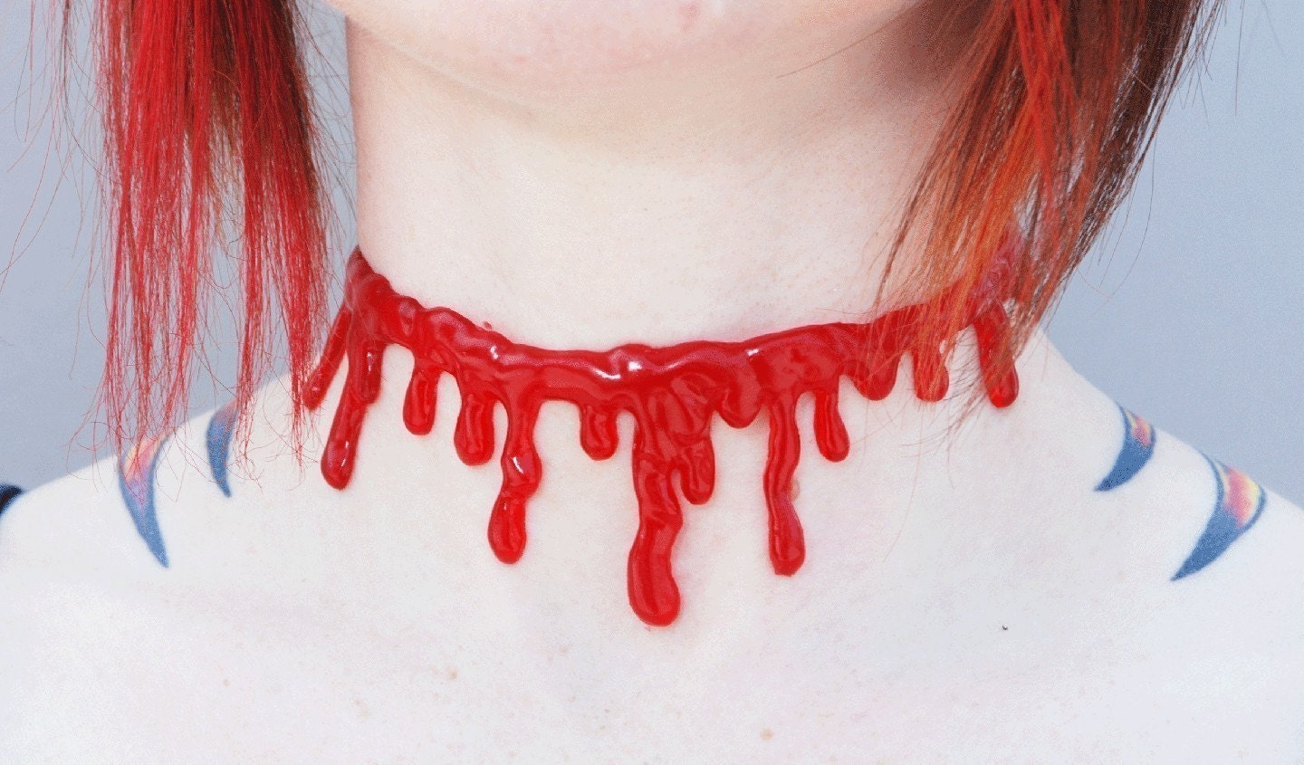 Bloody  Drip Vampire choker  necklace Extra Drippy- Bright  Red Blood