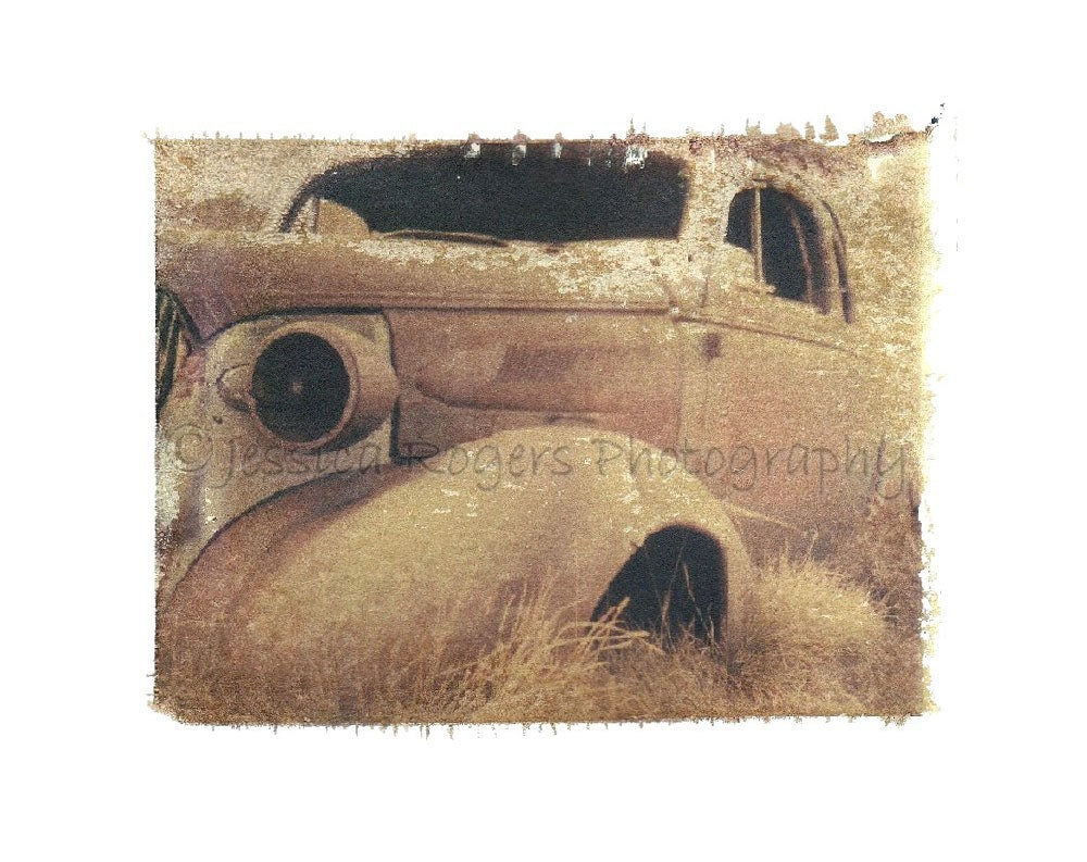 Junkyard Car, Polaroid Transfer Reprint, 5x7