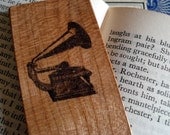 Wooden Bookmark - gramophone