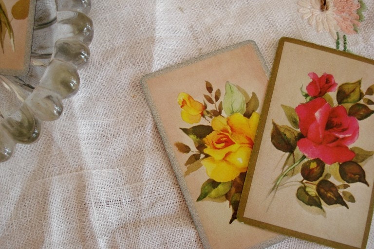 Magnets - Vintage Rose Playing Card - set of 4
