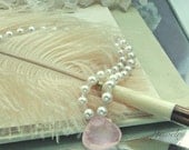 Sterling Silver Necklace Rose Quartz Briolette Freshwater White Pearls