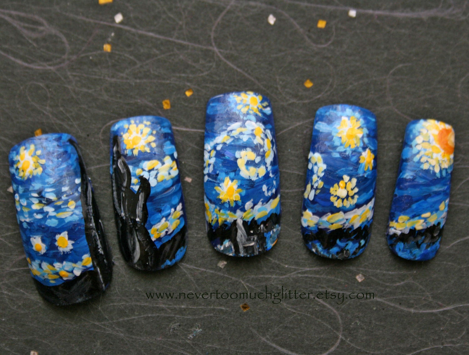 Japanese Nail Art- Starry Night (Custom) Artificial Nails