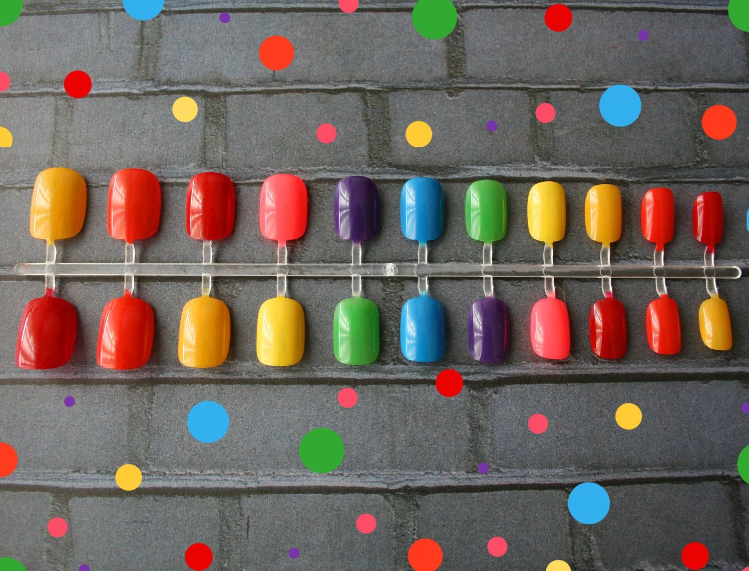 Japanese Nail Art- Rainbow Skittles Press On Nails
