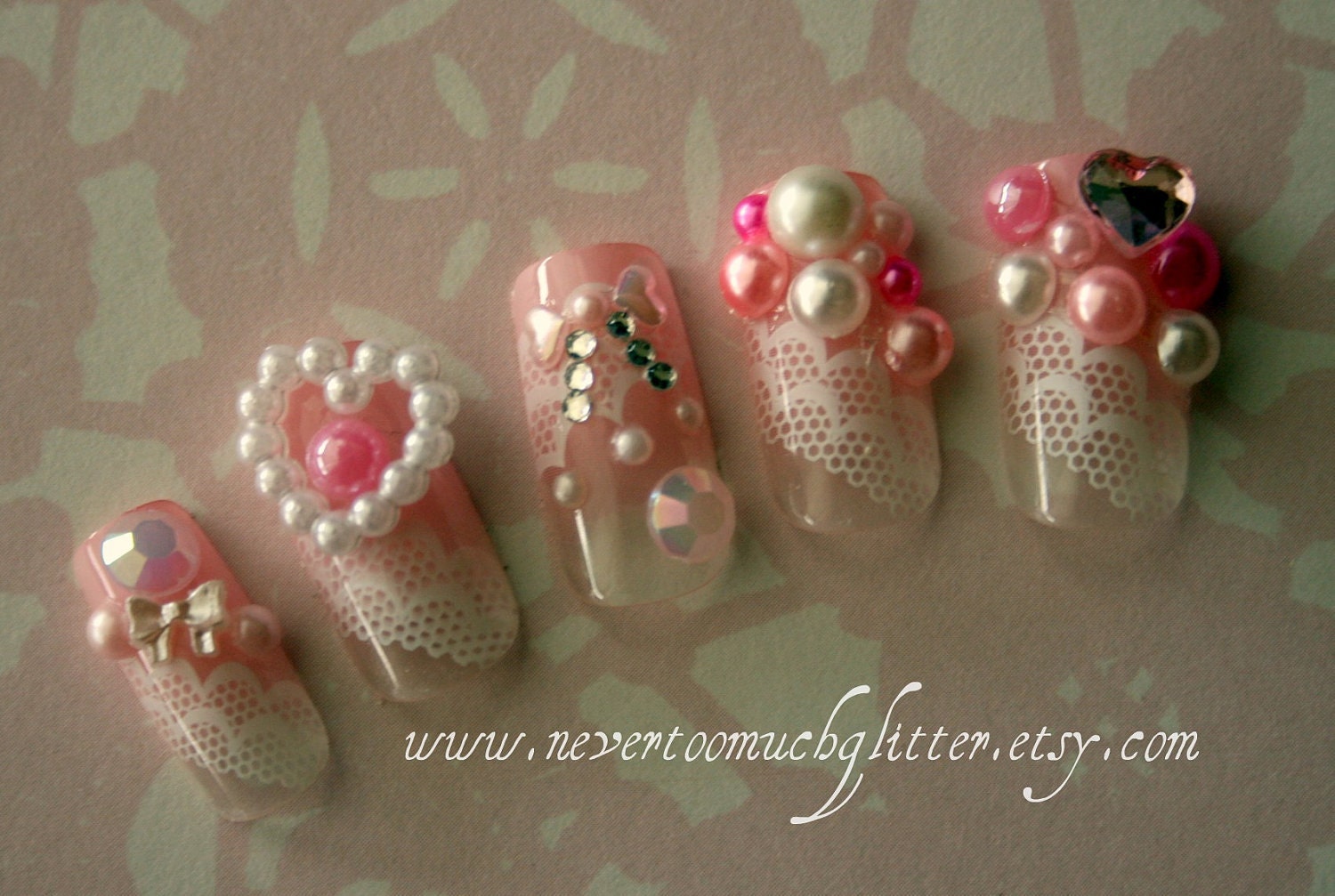 Japanese 3D Nail Art- Kawaii Rose Princess Fake Nails