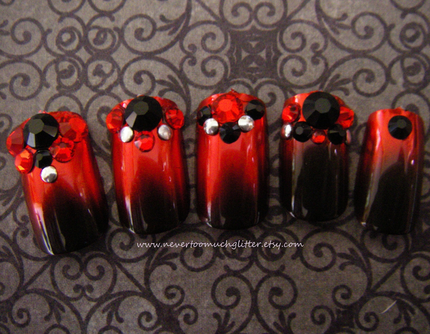 Gothic Nail Art- Maleficent's Prom Press On Nails
