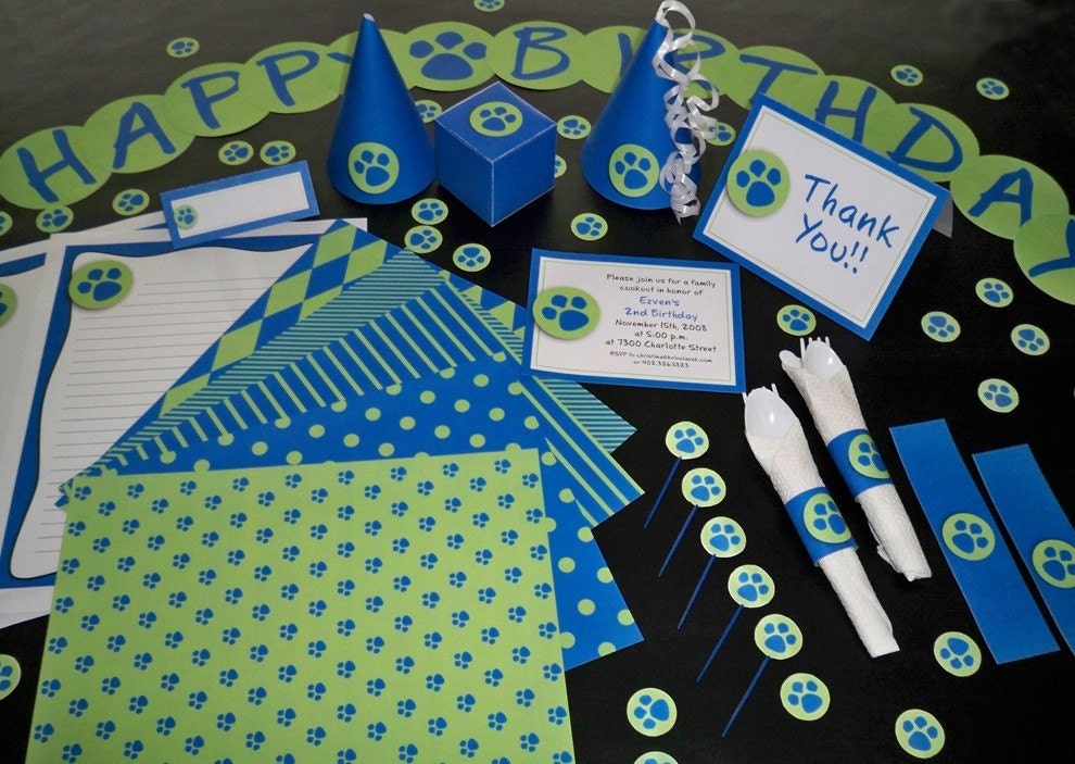 Printable Paw Print Party Supplies - Premium Package