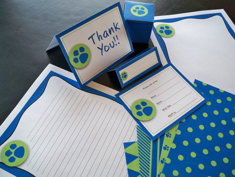 Printable Paw Print Party Supplies - Basic Package