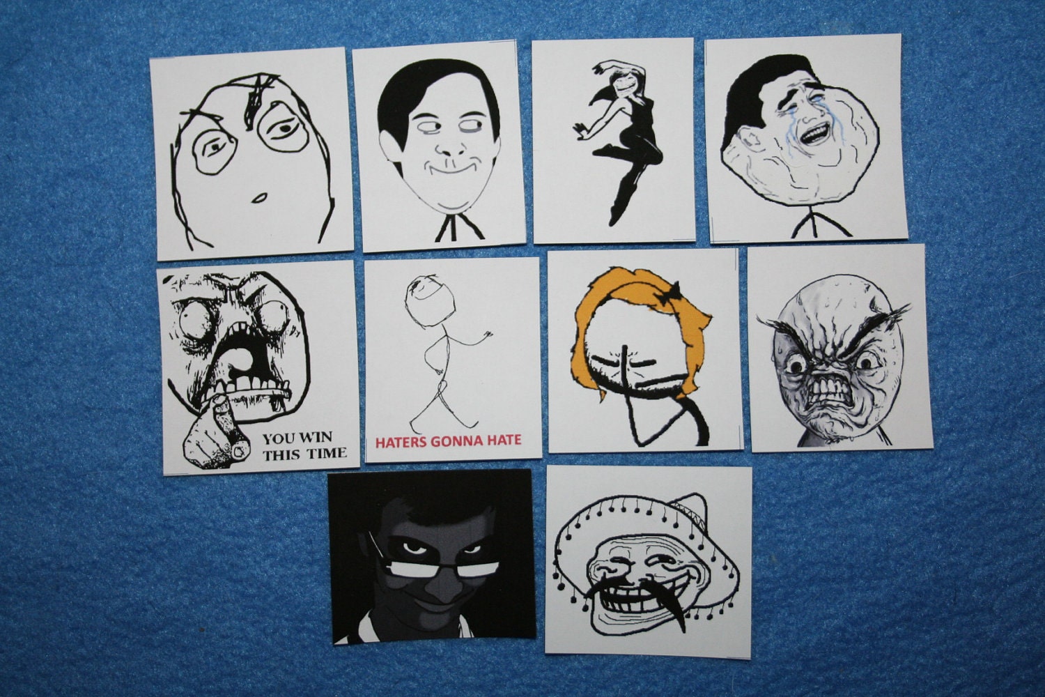 Rage Face Magnets Set of 10 Includes Suspicious, Spiderpman, Haters Gonna Hate, Troll mom, Forever Alone F That, and more