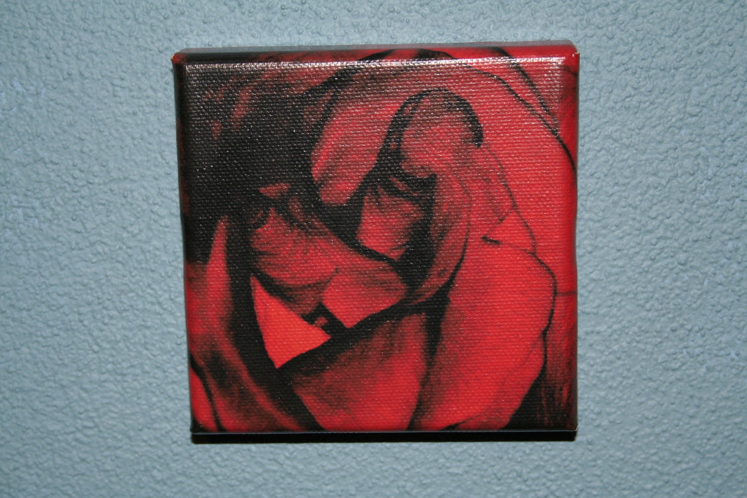 Red Rose Stretched Canvas Mini Photo Print, 4x4 inches, Eternal Rose