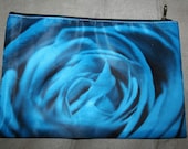 Rose Cosmetic Bag or Pencil Case 9x6 inches -Blue and Yellow Rose Photos