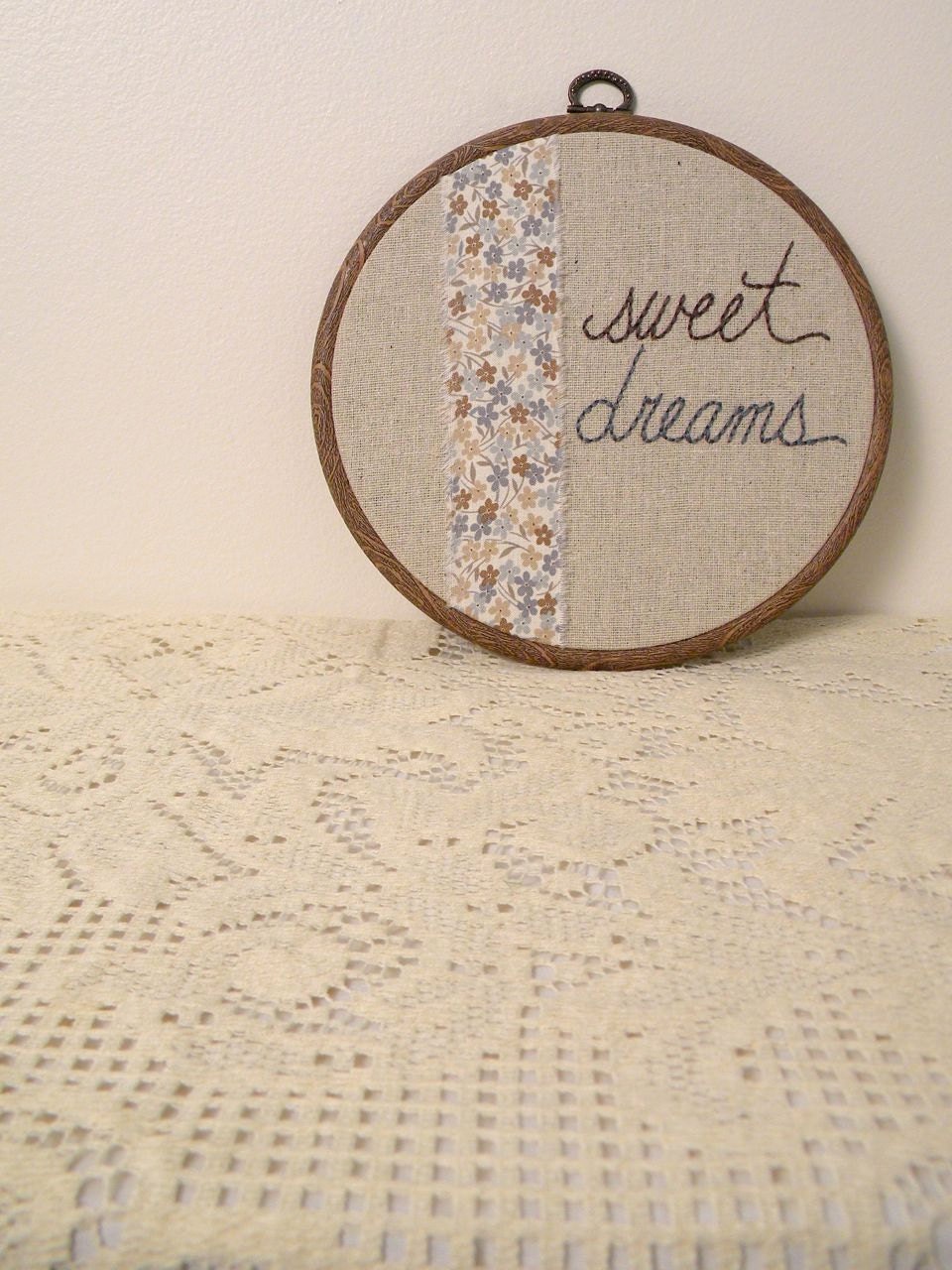 sweet dreams, embroidered wall art