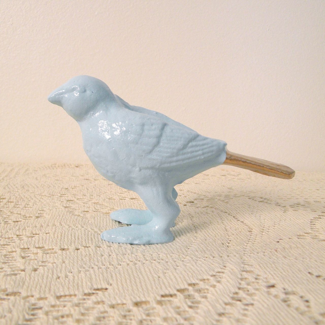 sparrow paperweight, pale blue