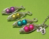 Peas In A Pod Luminscent Miracle Beads 2, 3 Or 4 Peas Choose Your color Bead. All Sterling Silver. Personalized Jewelry