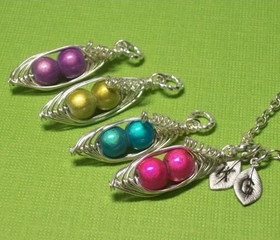 Peas In A Pod Luminscent Miracle Beads 2, 3 Or 4 Peas Choose Your color Bead. All Sterling Silver. Personalized Jewelry