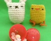 bunny & chick egg cups - crochet pattern - PDF