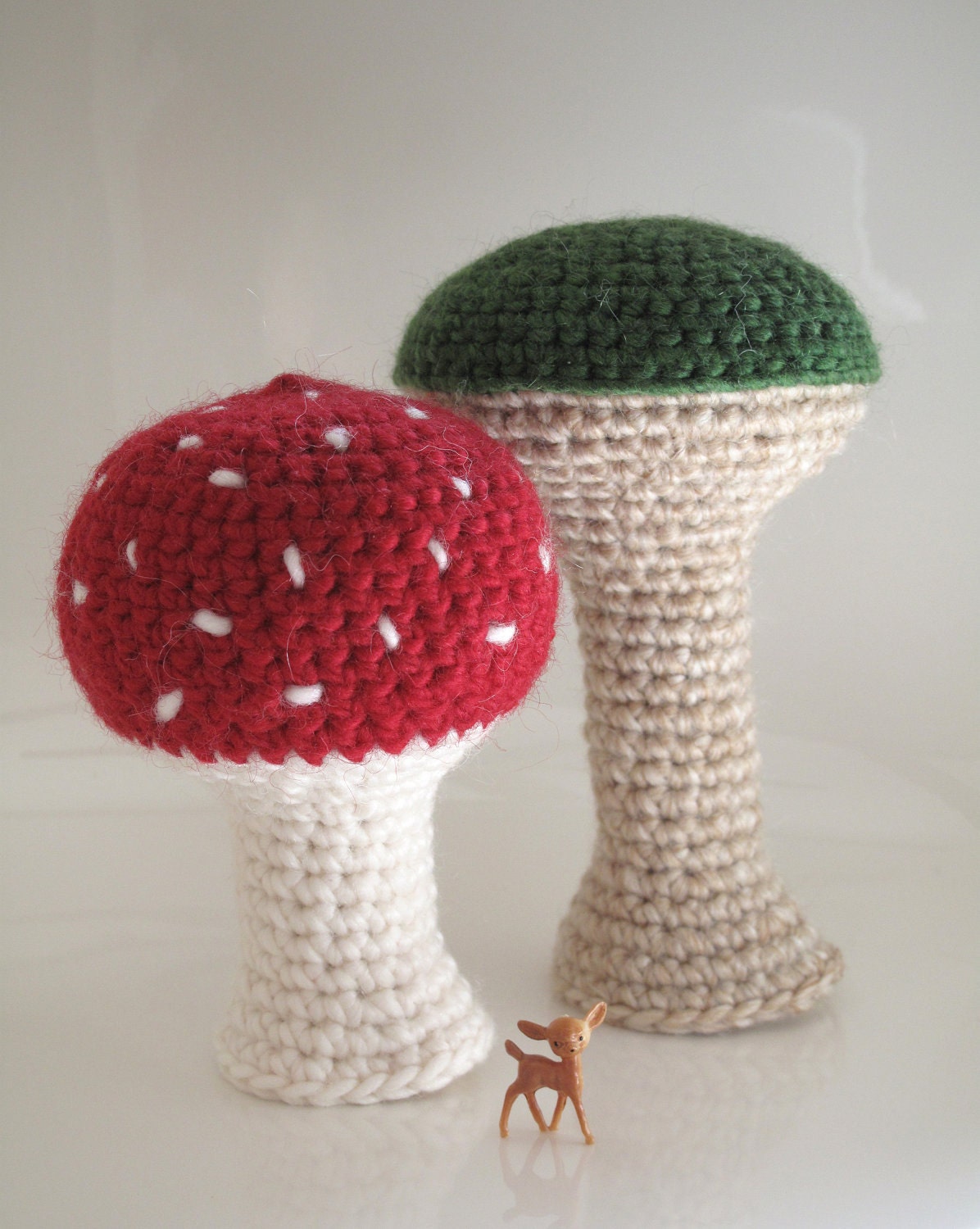 two amigurumi mushrooms - two crochet patterns PDF