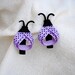 Pair of 2 Lavender and Purple Ladybug Hair Clips