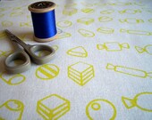 Sweeties - hand screen printed skinny quarter - Acid Yellow on White