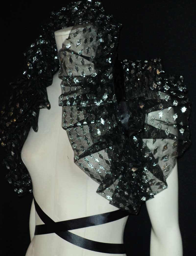Trendy black tulle shimmery silver bolero shrug ...GLIMMER... DRAMATIC Gold or Silver