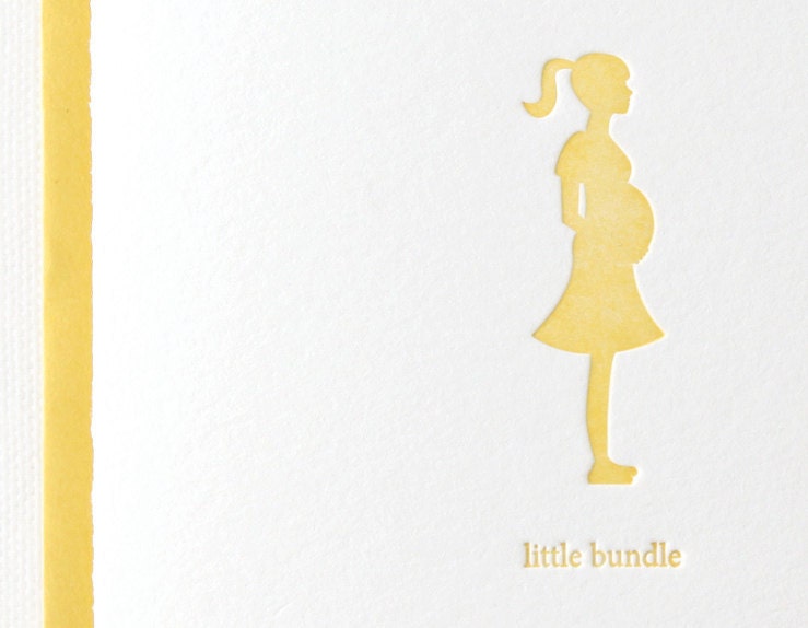 Little Baby Bundle Letterpress Card. Single