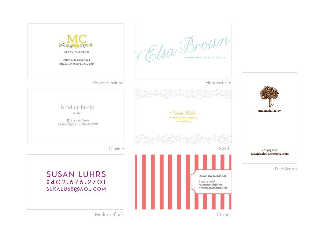 Personalized Letterpress Calling Cards (Set of 100)--Choose from 7 designs