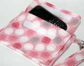 Pink Floral Cell Phone Clutch or Wristlet