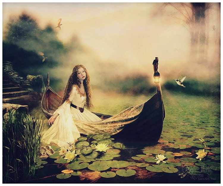 BOGO SALE Lady of Shalott, Art Print 8 x 11 inch Medieval Maiden Illustration