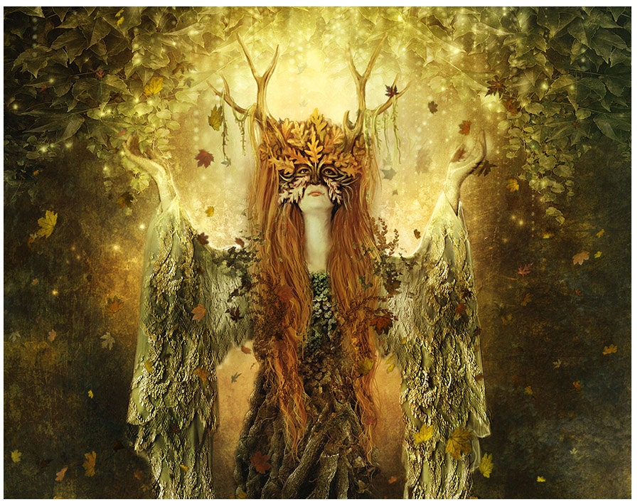 BOGO SALE Forest Spirit, Art Print 8 x 11 inch Dryad Fantasy Illustration