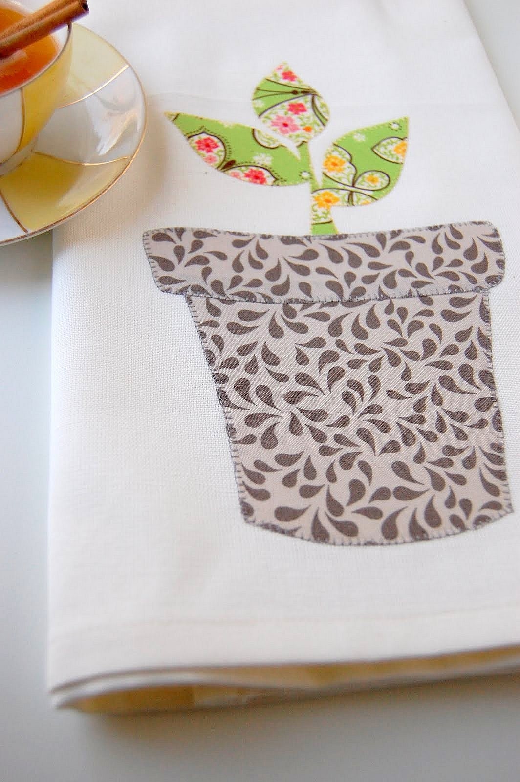 growing plant organic tea towel