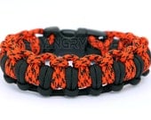 Paracord Survival Bracelet Half Hitch Alt - Black and Neon Orange Camo - theangryrobot