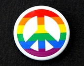 Rainbow Peace Symbol - Button Pinback Badge 1 1/2 inch 1.5