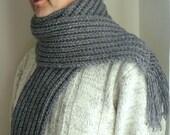 Grey scarf - Dark gray scarf winter fashion wool