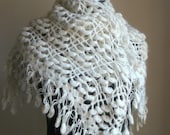 Ivory cashmere mohair baclawa shawl