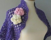 Free shipping - VIOLET PURPLE ORGANIC sueded cotton shrug - ready to ship