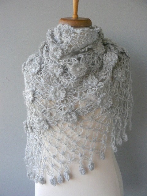Send with DHL Express Grey mohair daisy shawl