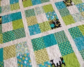 Bright Modern lap quilt / baby quilt custom made
